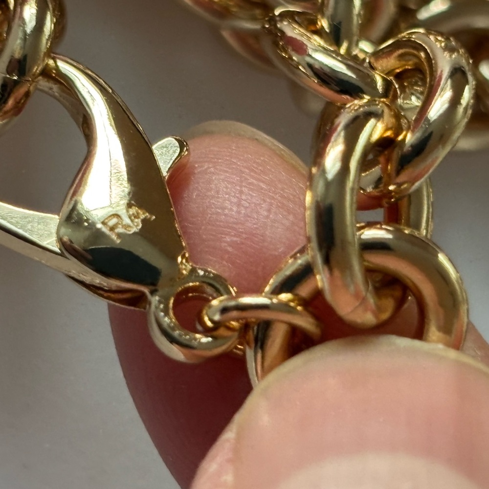 Roxanne Assoulin Gold Chain Necklace with Hot Pink Heart Pendant - Picture 4 of 5